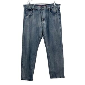 Linea Uomo Mens Jeans Relaxed Straight  Fit 5 Pocket Zip Fly Blue Wash Size W42*